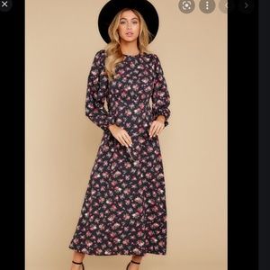 Who Is She Black Floral Print Maxi …
